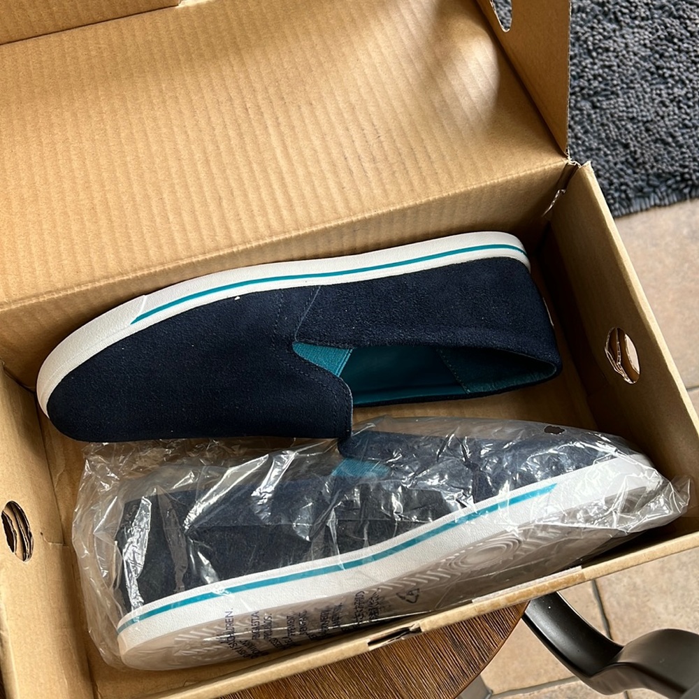 Lands End suede slip on sneakers